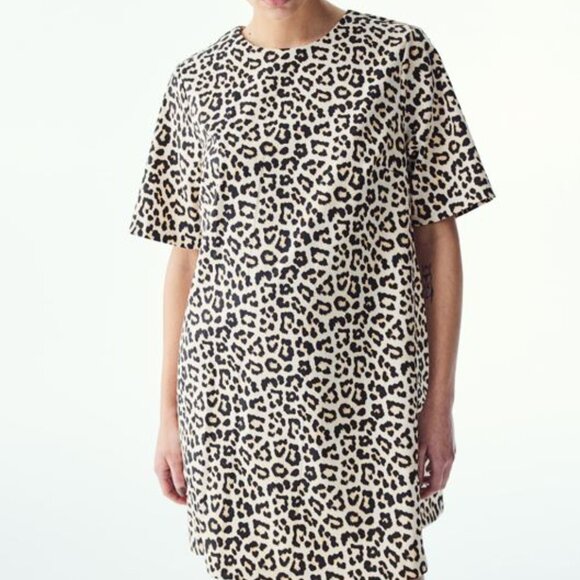 H&M Women's Short Sleeve Leopard Animal Print Party Mini Shift Dress Size XS - Picture 2 of 14
